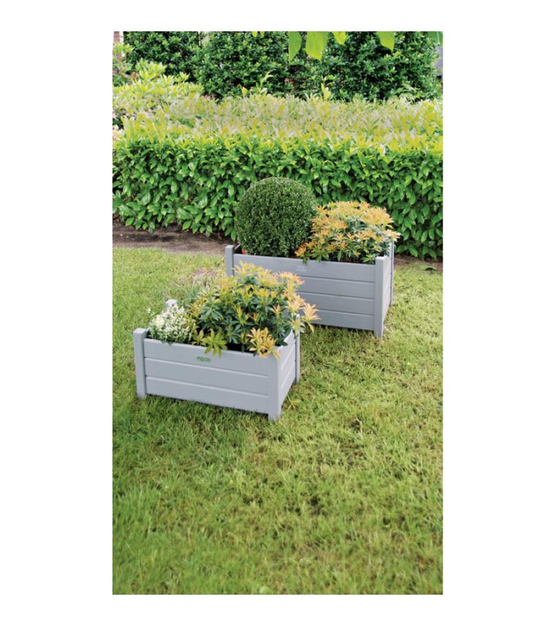 Plantenbak rechthoekig per 2 grijs